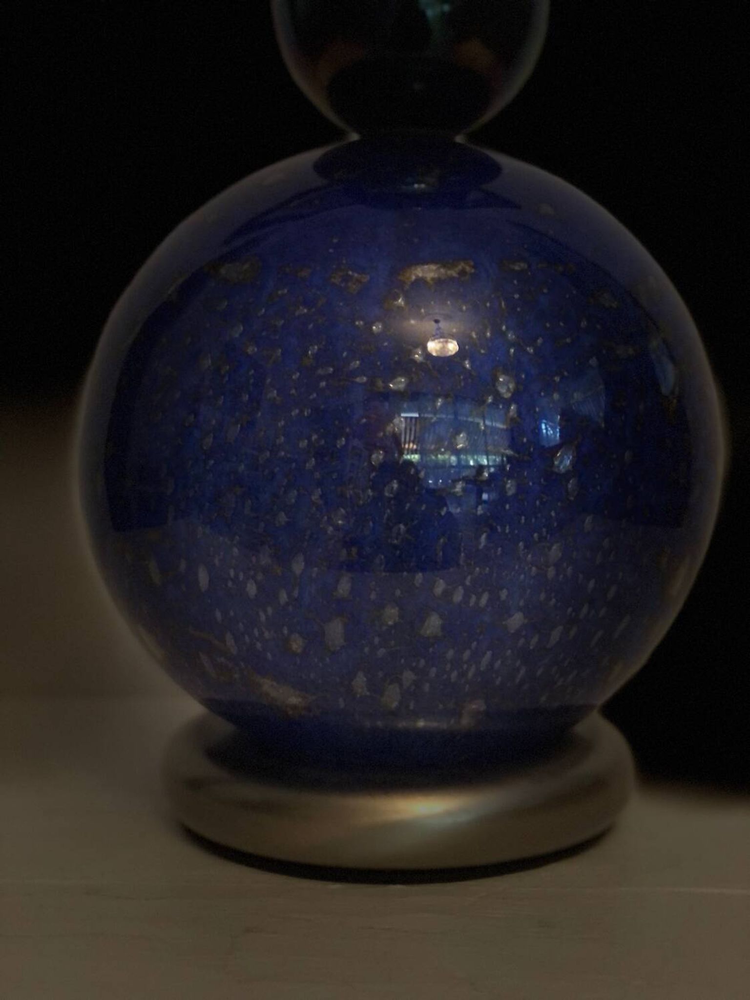 Vintage blue and gold blown glass lamp from the 80s/90s