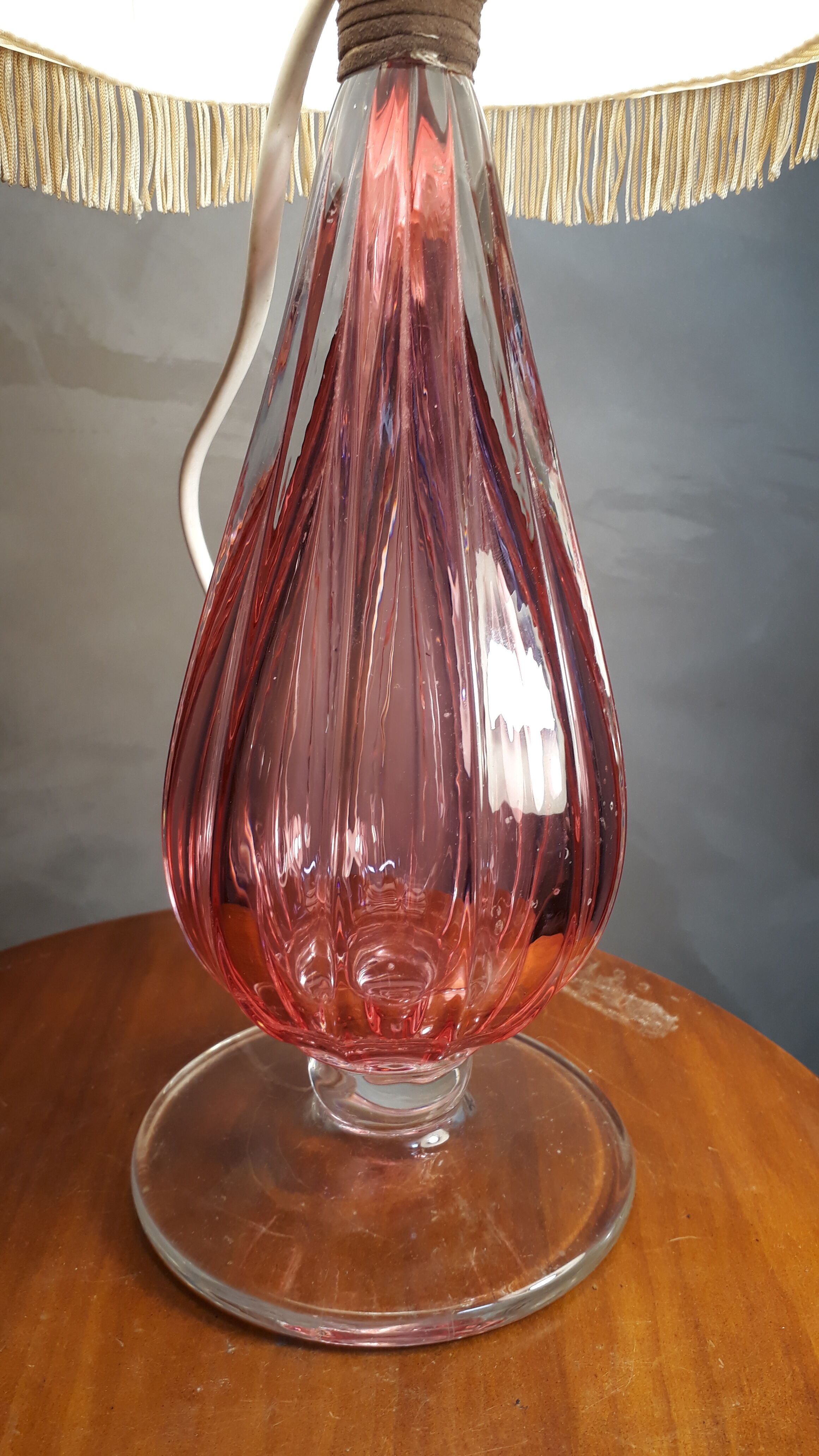 murano lamp glass blown pink Italy 1950 a 60