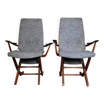 Paire de fauteuils scandinave à mécanisme des années 1970