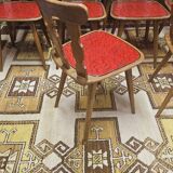 Lot de 12 chaises bistrot skaï rouge 1960 vintage