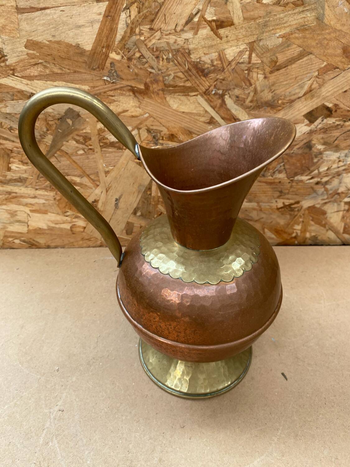 Ancien pichet villedieu cuivre & anse laiton vintage