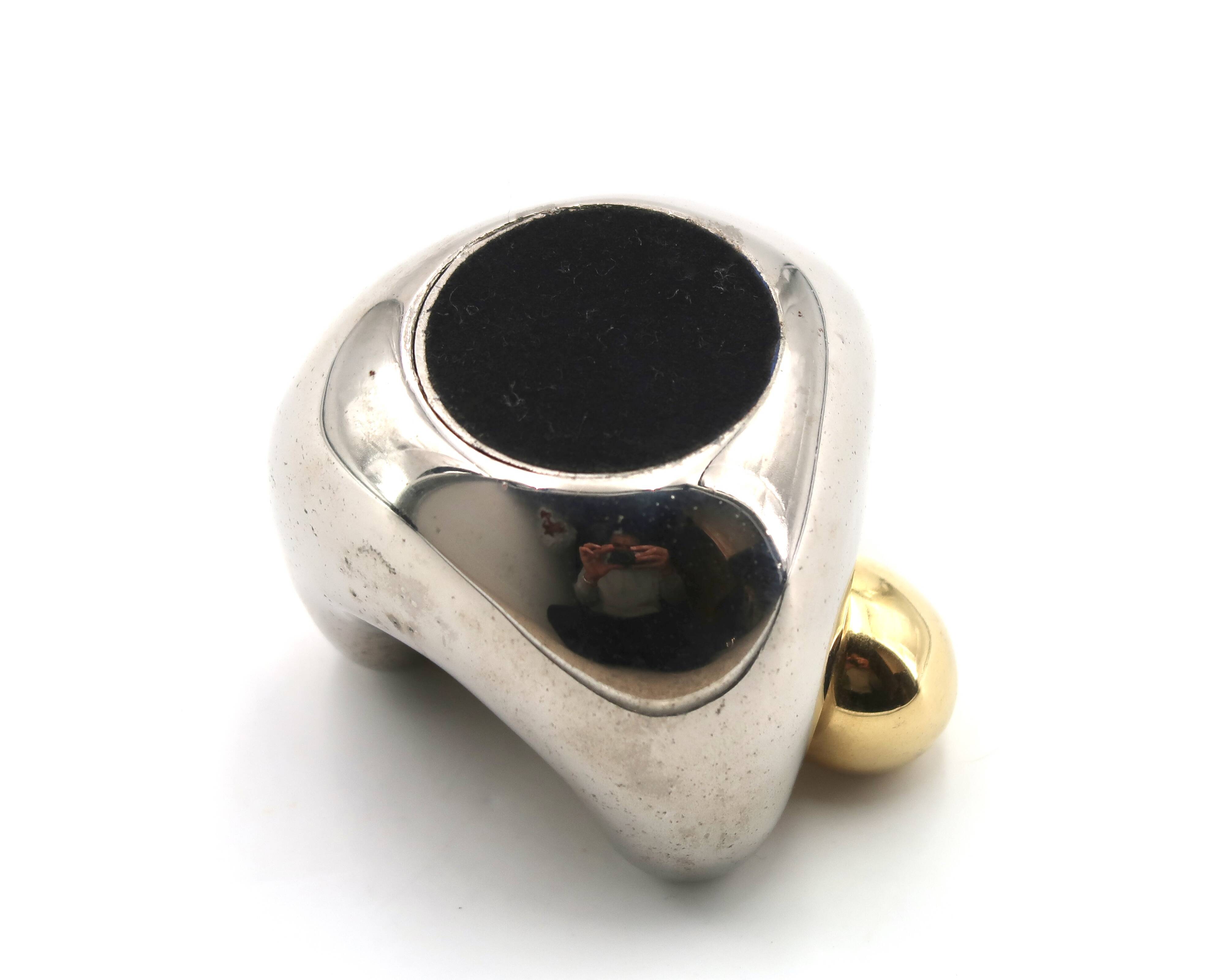 Gold and silver abstract sculpture, free form, 1970s