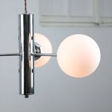 Vintage Italian Chrome and Opaline Chandelier
