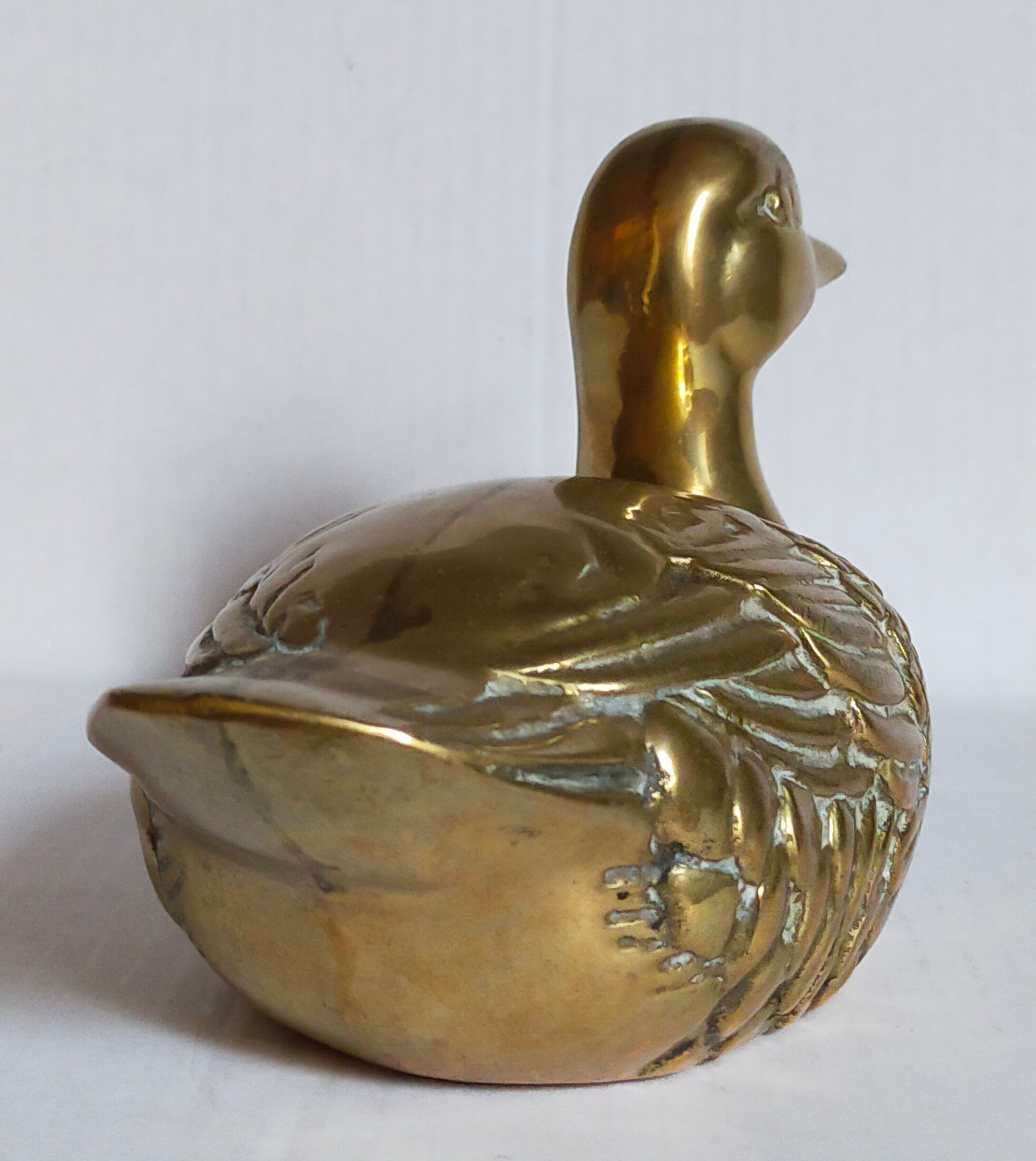 Vintage solid brass duck
