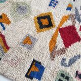 Moroccan Berber carpet Boujaad ecru with colorful patterns 263x185cm