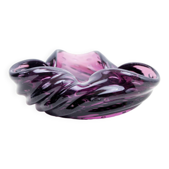 Cendrier en verre de murano violet