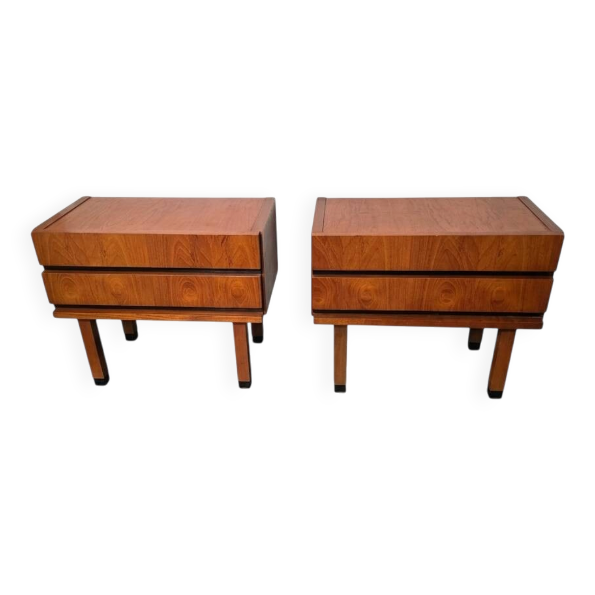 Pair of Scandinavian teak bedside tables from the 1960s.