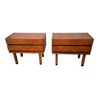 Pair of Scandinavian teak bedside tables from the 1960s.