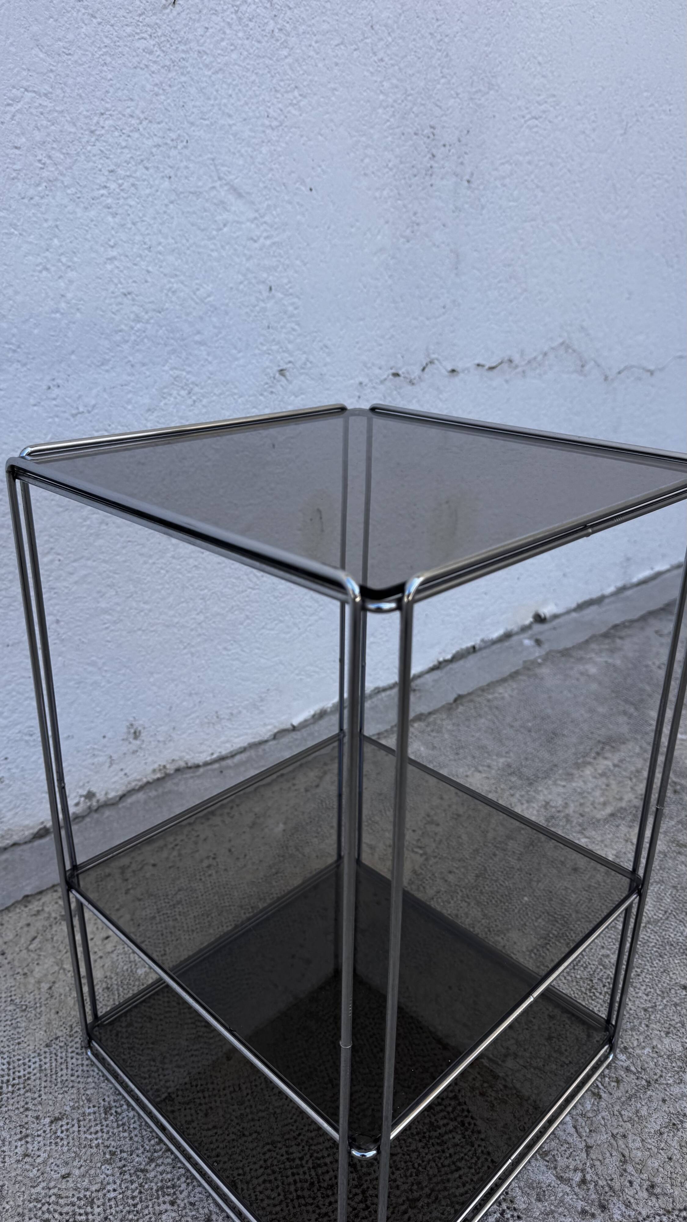 Max Sauze side table (Glass and Steel) Editions Isocèle