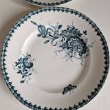 Set of 6 old flat ironstone plates from St Amandinoise, Louis XV