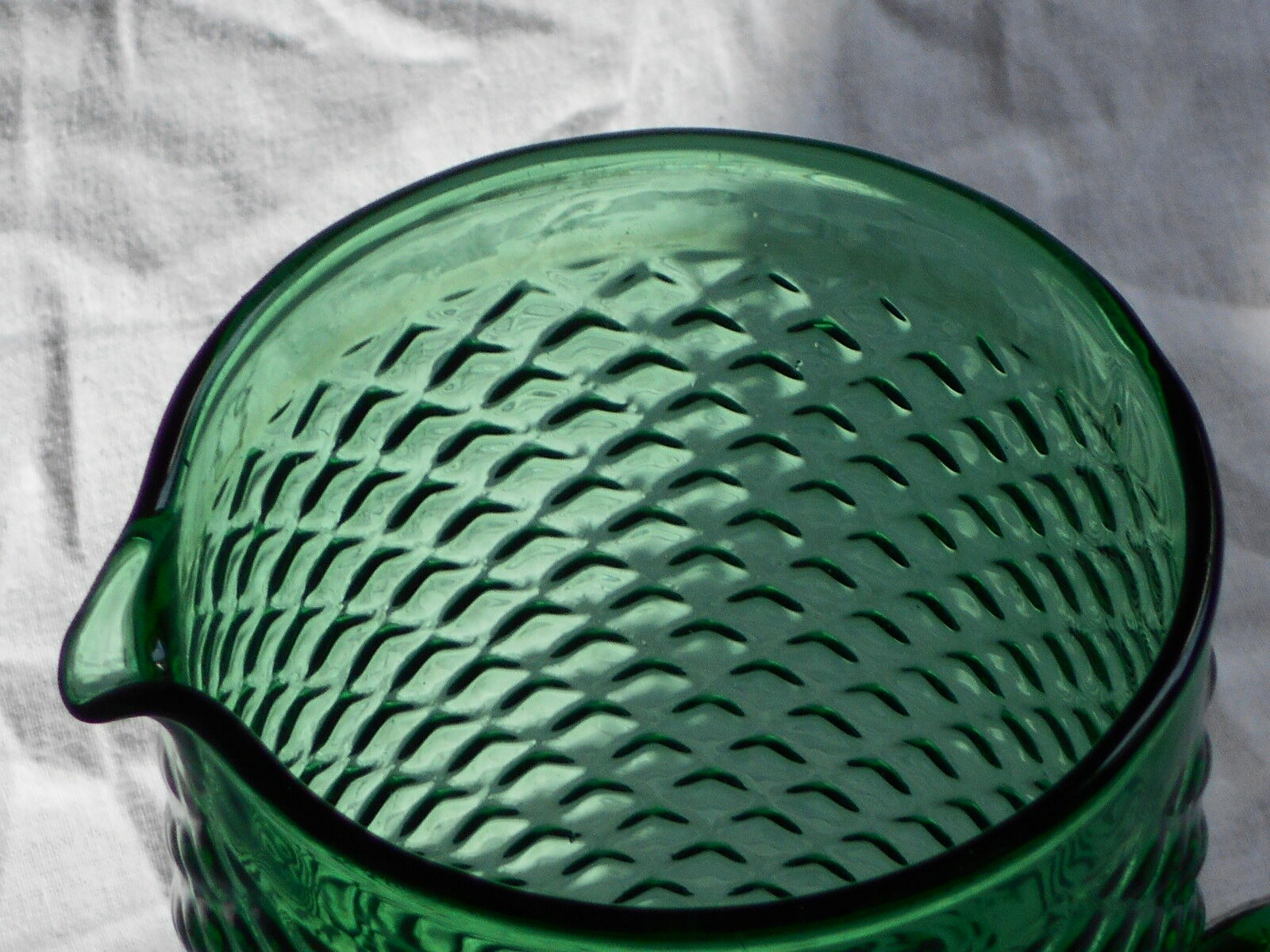 Vintage emerald green color glass pitcher