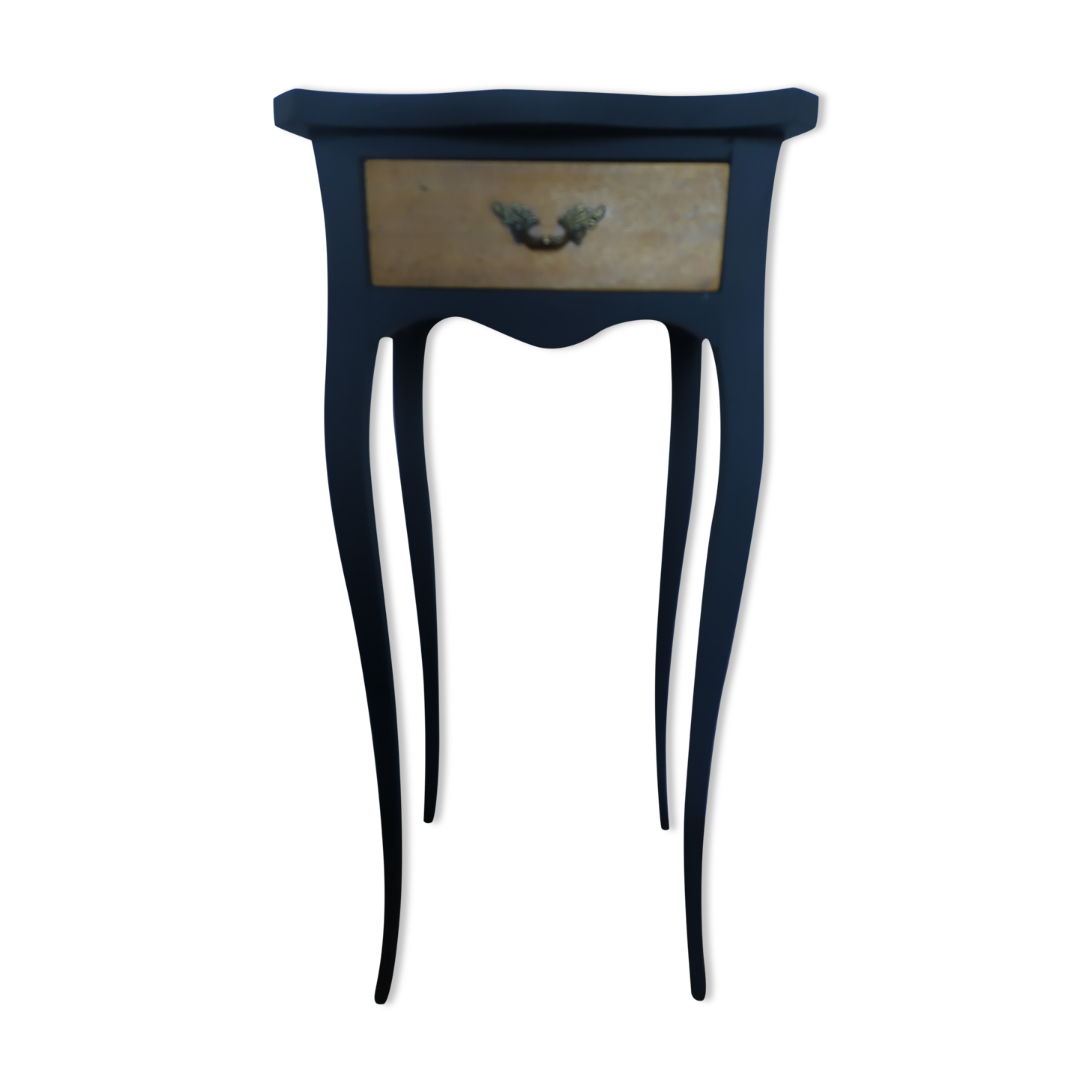 Old bedside painted in matte black and oiled wood