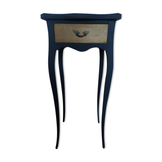 Old bedside painted in matte black and oiled wood