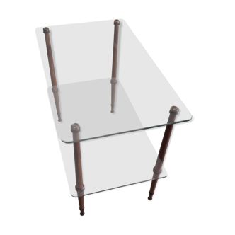 Coffee table in glass and wood, 1960s