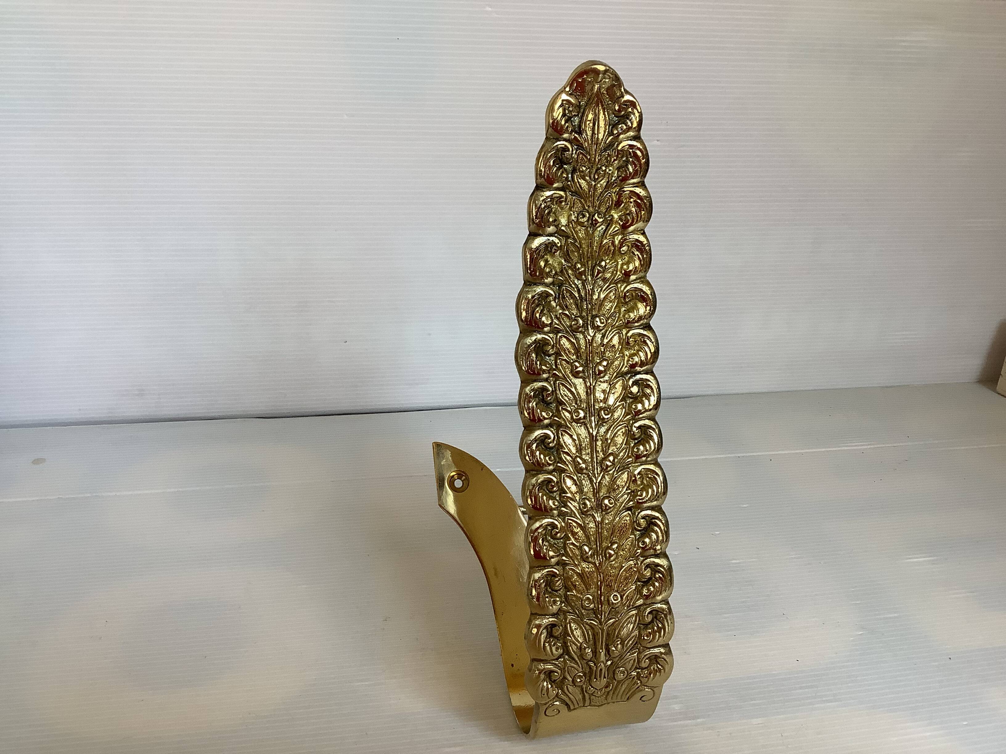 Large worked brass coat hook