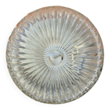 Vintage Black Metal Support + Moulded Glass Ceiling Light Fixture