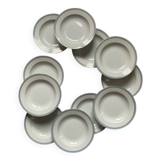 11 assiettes creuses porcelaine ancienne manufacture de Couleuvre