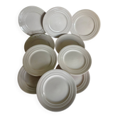 Ensemble de 10 assiettes à dessert anciennes en faïence rose pâle