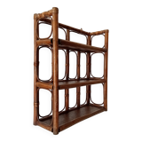 Vintage bamboo and rattan wall shelf
