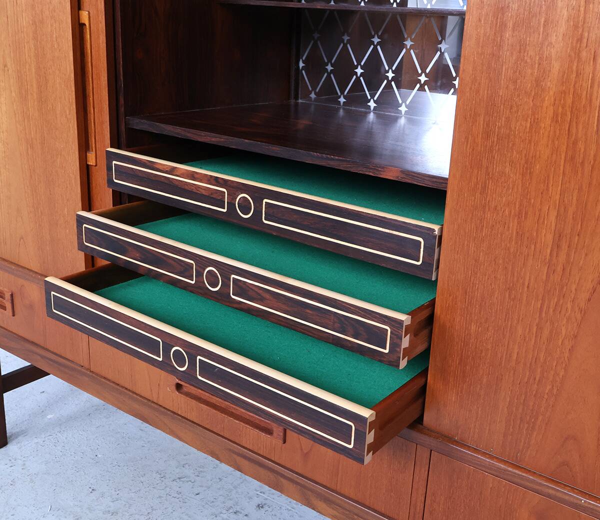 Danish design teak highboard with drawers, 1960s