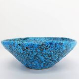 Ceramic fruit bowl with turquoise blue sea foam enamels, 1950
