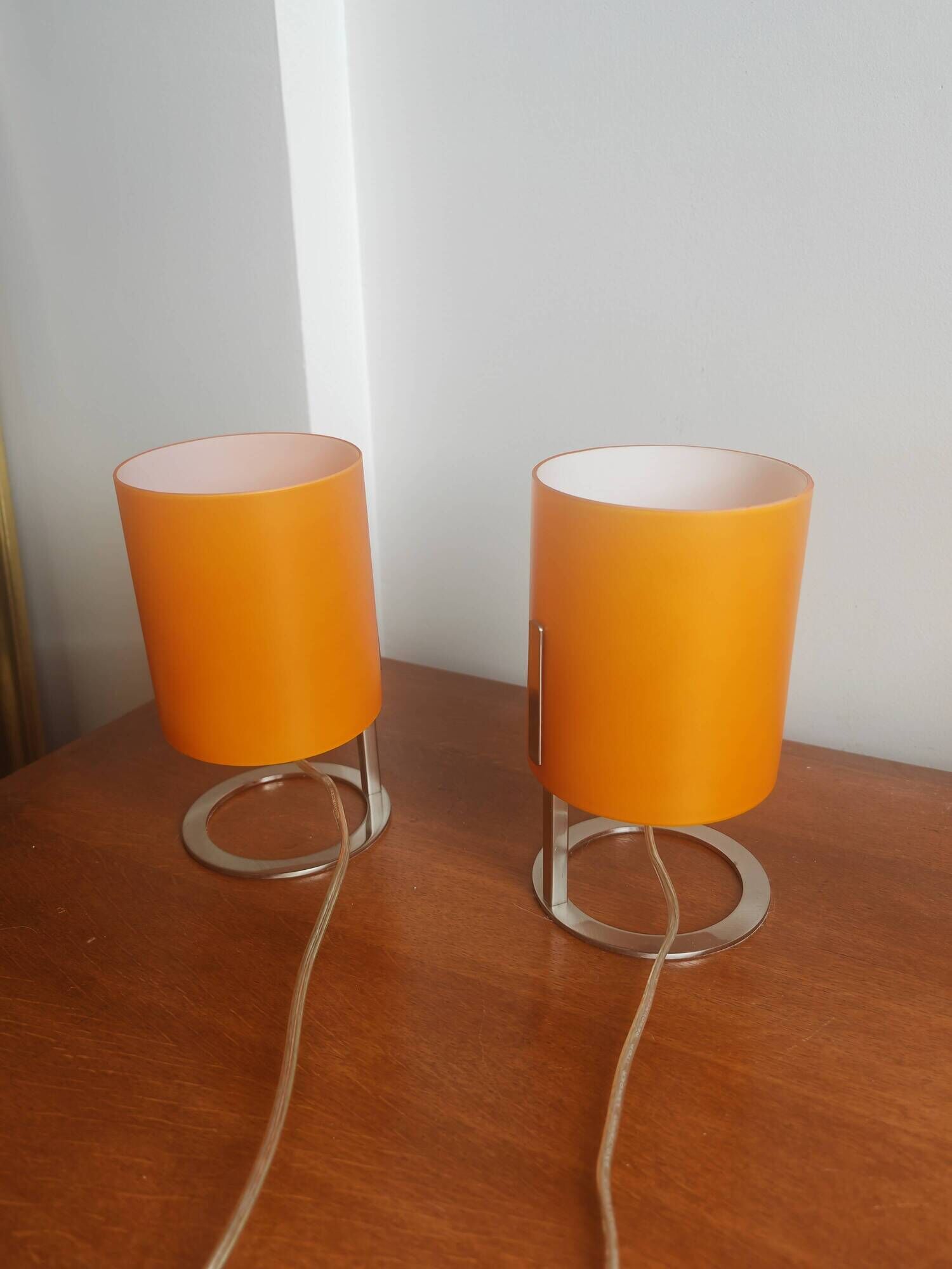Paire de lampes tubes vintage Orange Pop & Chrome