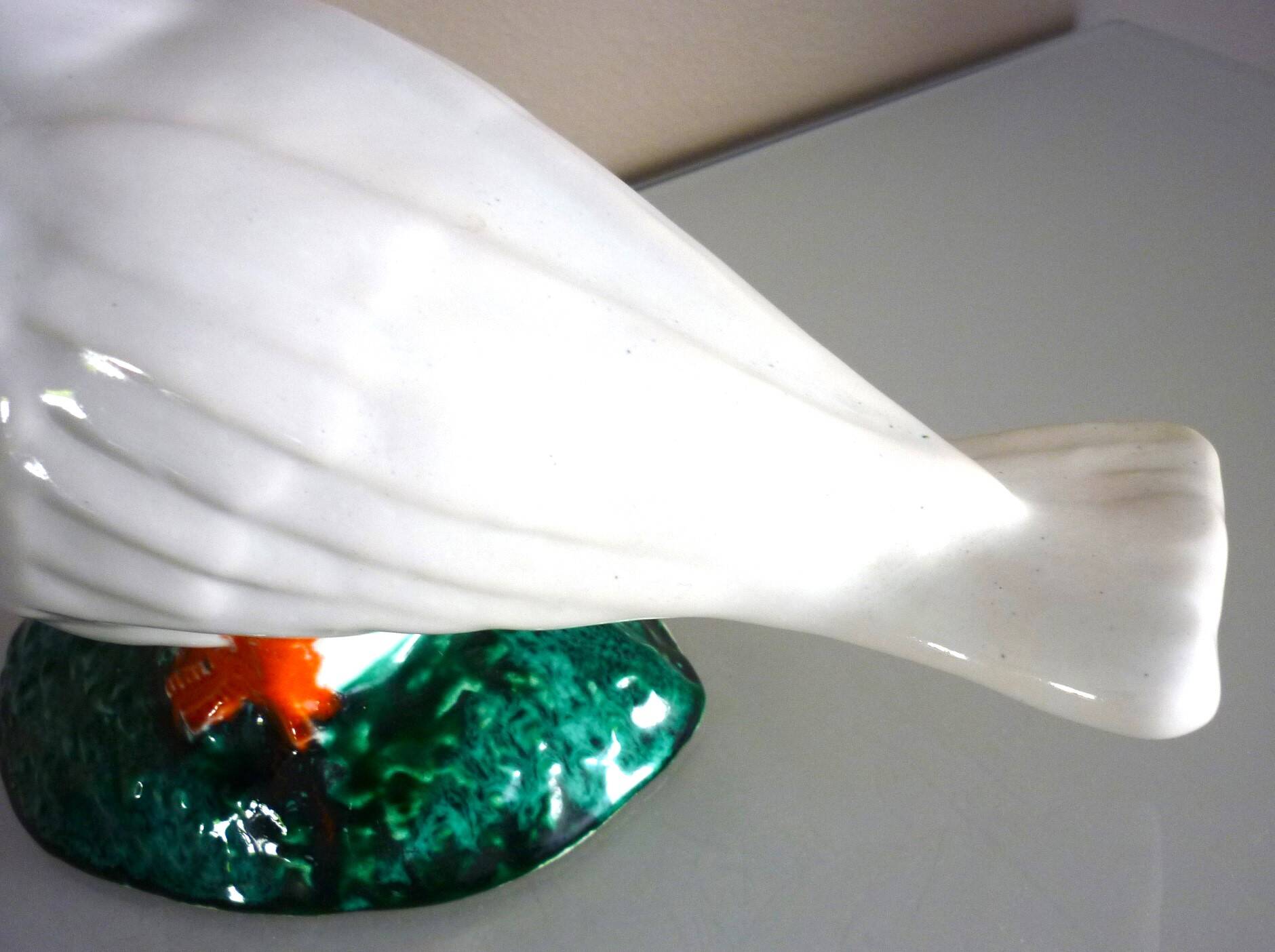 Glazed ceramic bird, signed Vallauris with bright colors