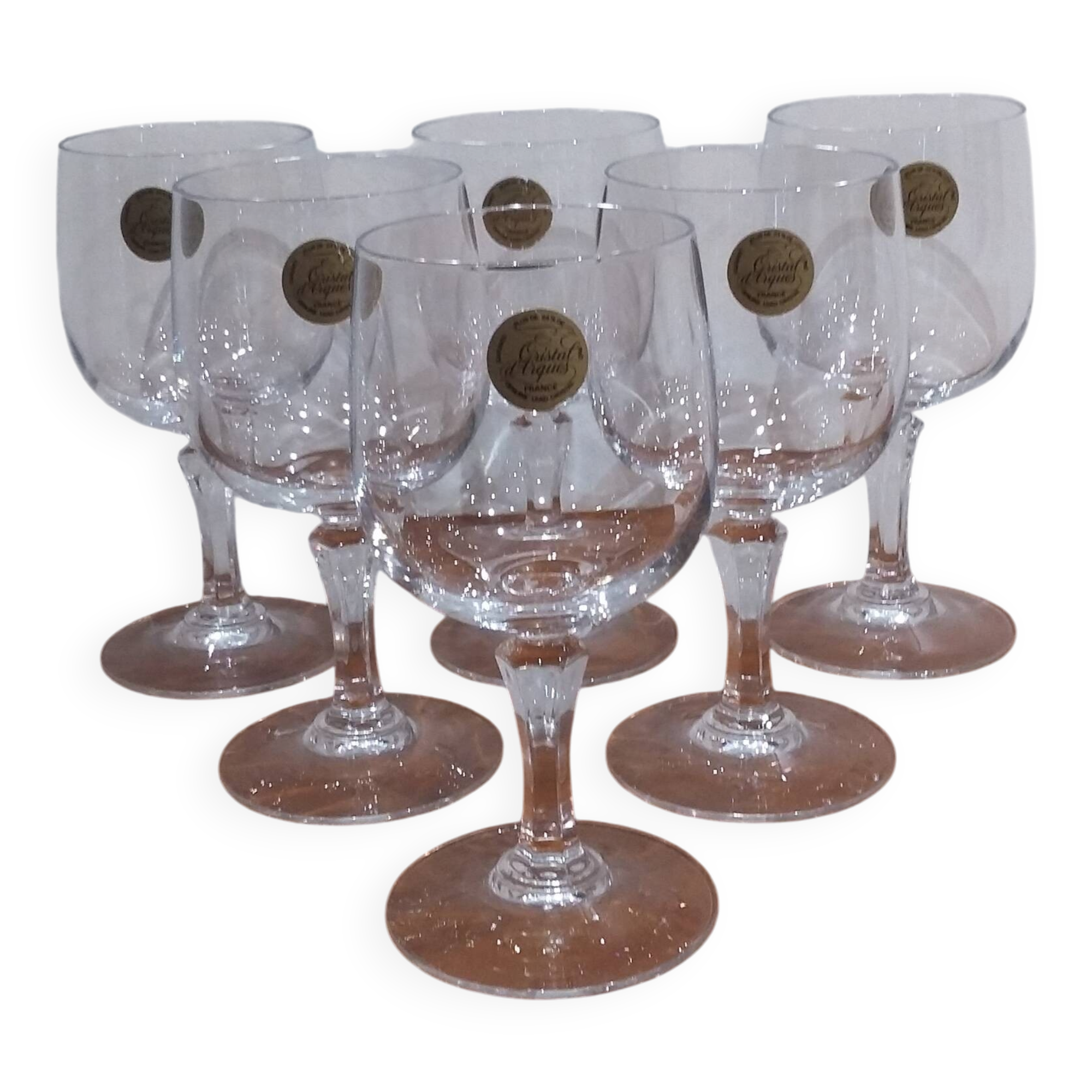 Très Joli Série De 6 Verre A Vin Ambassade En Cristal D'arques