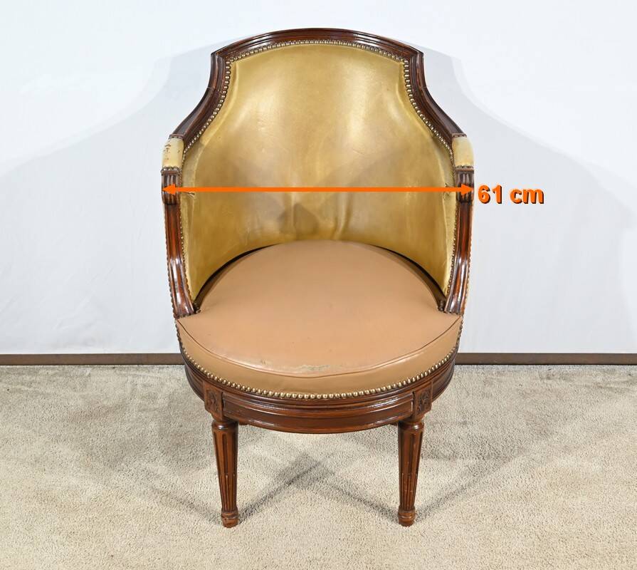Beech Swivel Office Armchair, Louis XVI style – Late 19th century