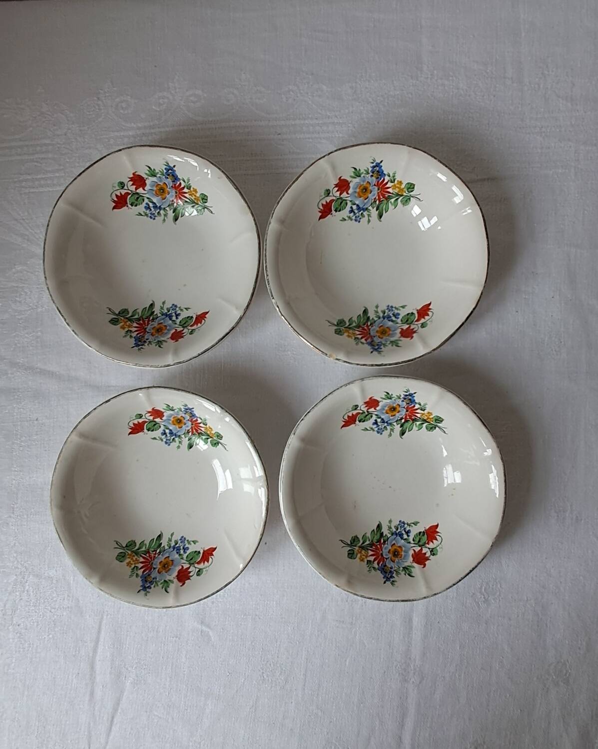 Coupelles vintage Digoin Sarreguemines. Décalcomanies de fleurs