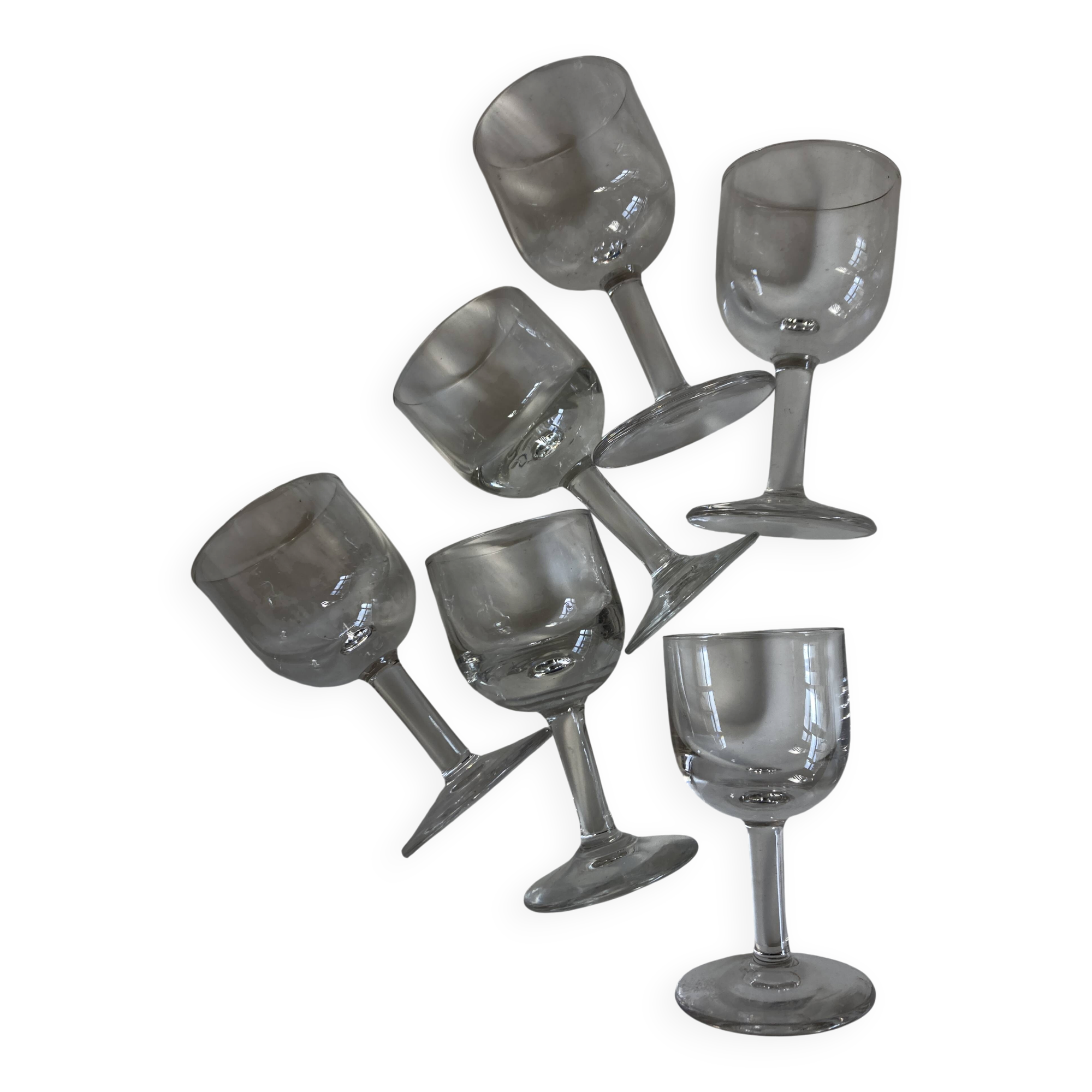 Set of 6 tulip-shaped thieves' glasses, 1950s, XXS, bistro counter