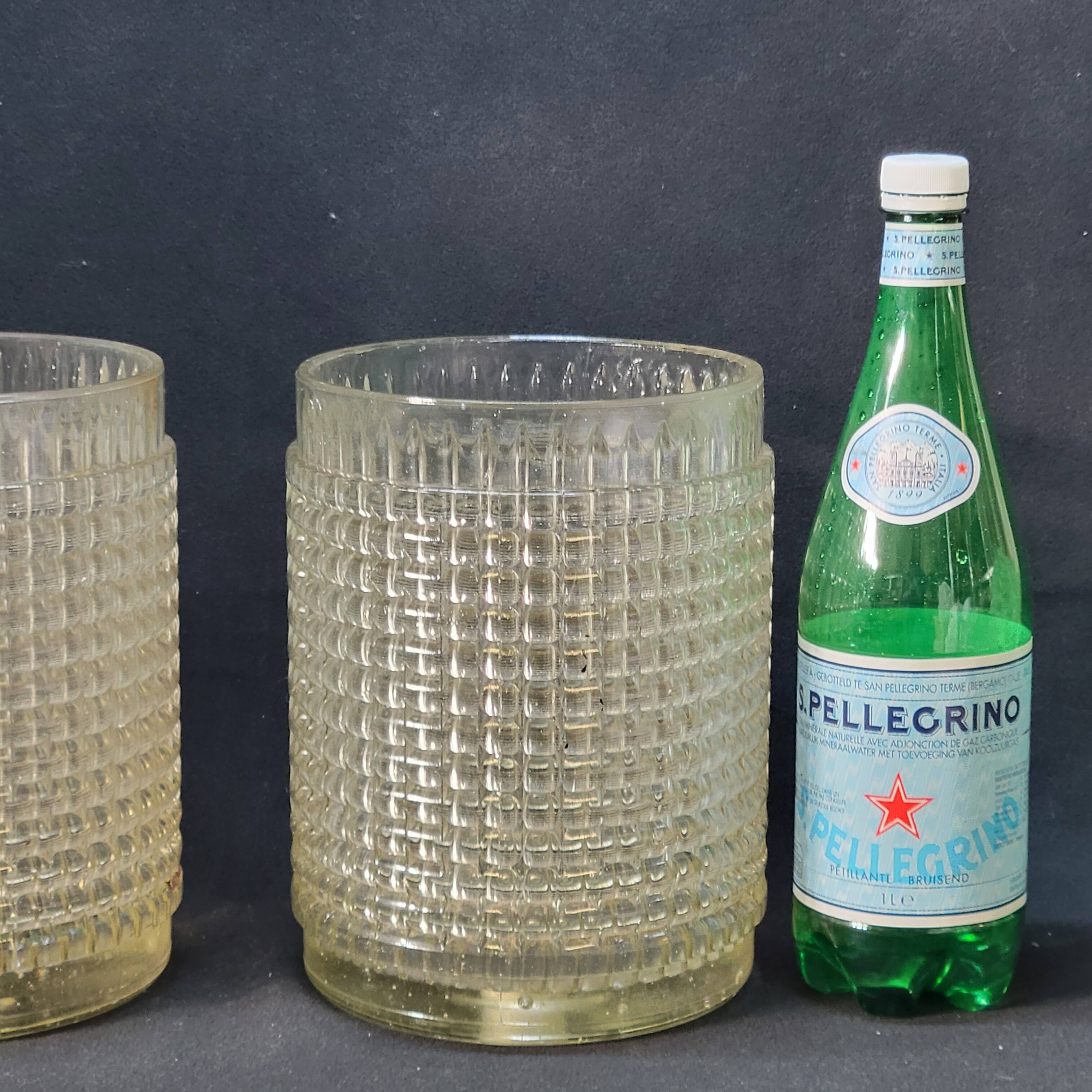 Pair of globe lampshades for wall lamp or lighting lamp in molded pressed glass