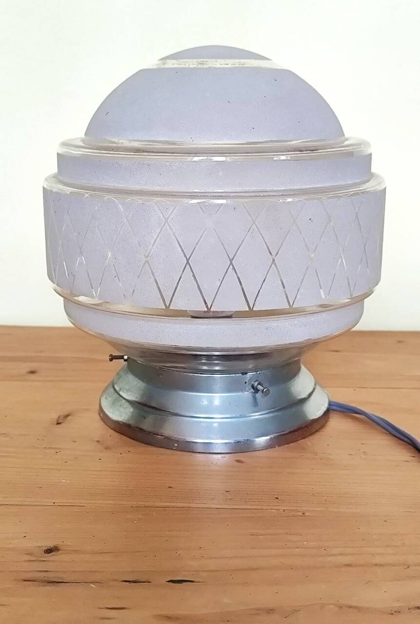 plafonnier des années 40,  globe verre granité opaque -  lampe de table