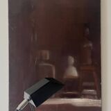 Oil painting on canvas, black and brown composition, 1974