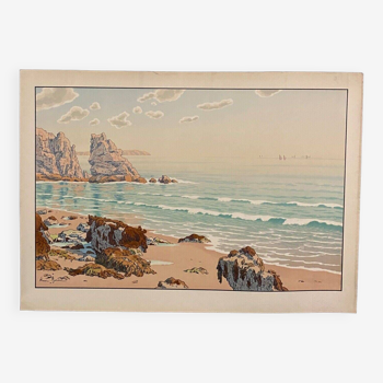 Lithographie par Henri Rivière Les Aspects de la Nature - La Mer