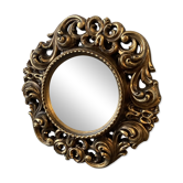 Vintage convex witch mirror – carved gilded wood – 1960s