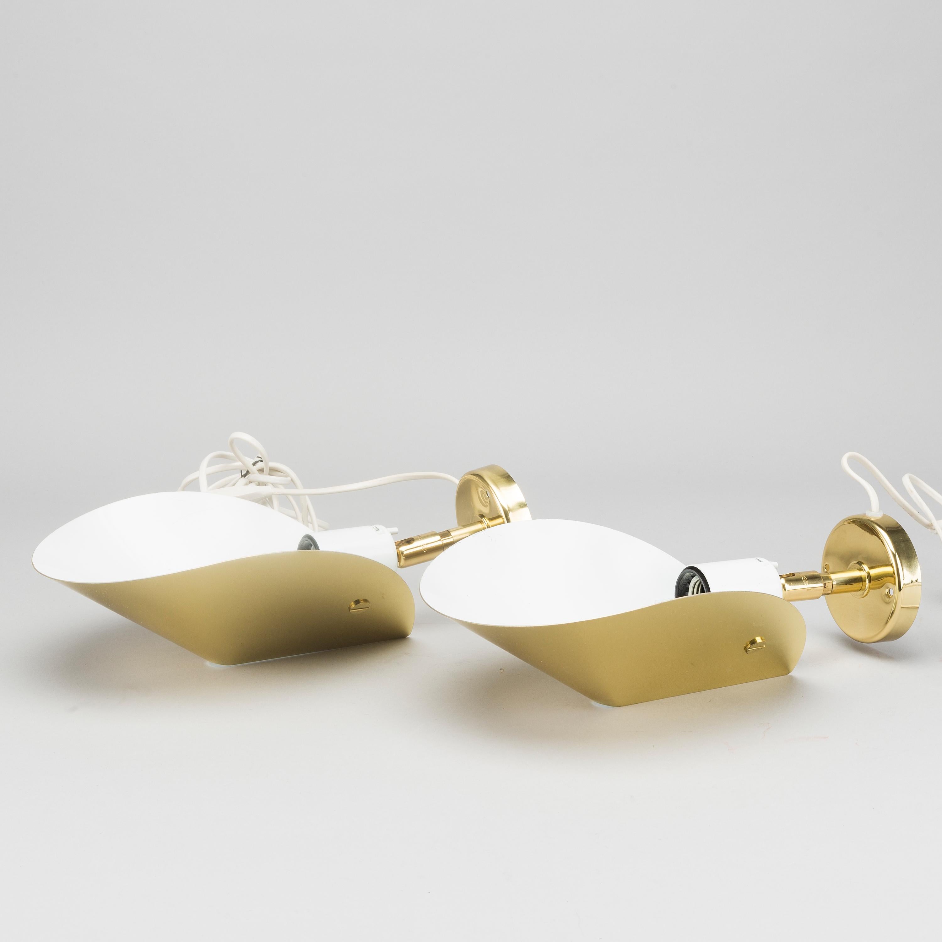 Aneta brass wall lights Sweden 1970