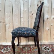 Set of 6 English Chippendale chairs from the 19th century – Mahogany, jacquard fabric