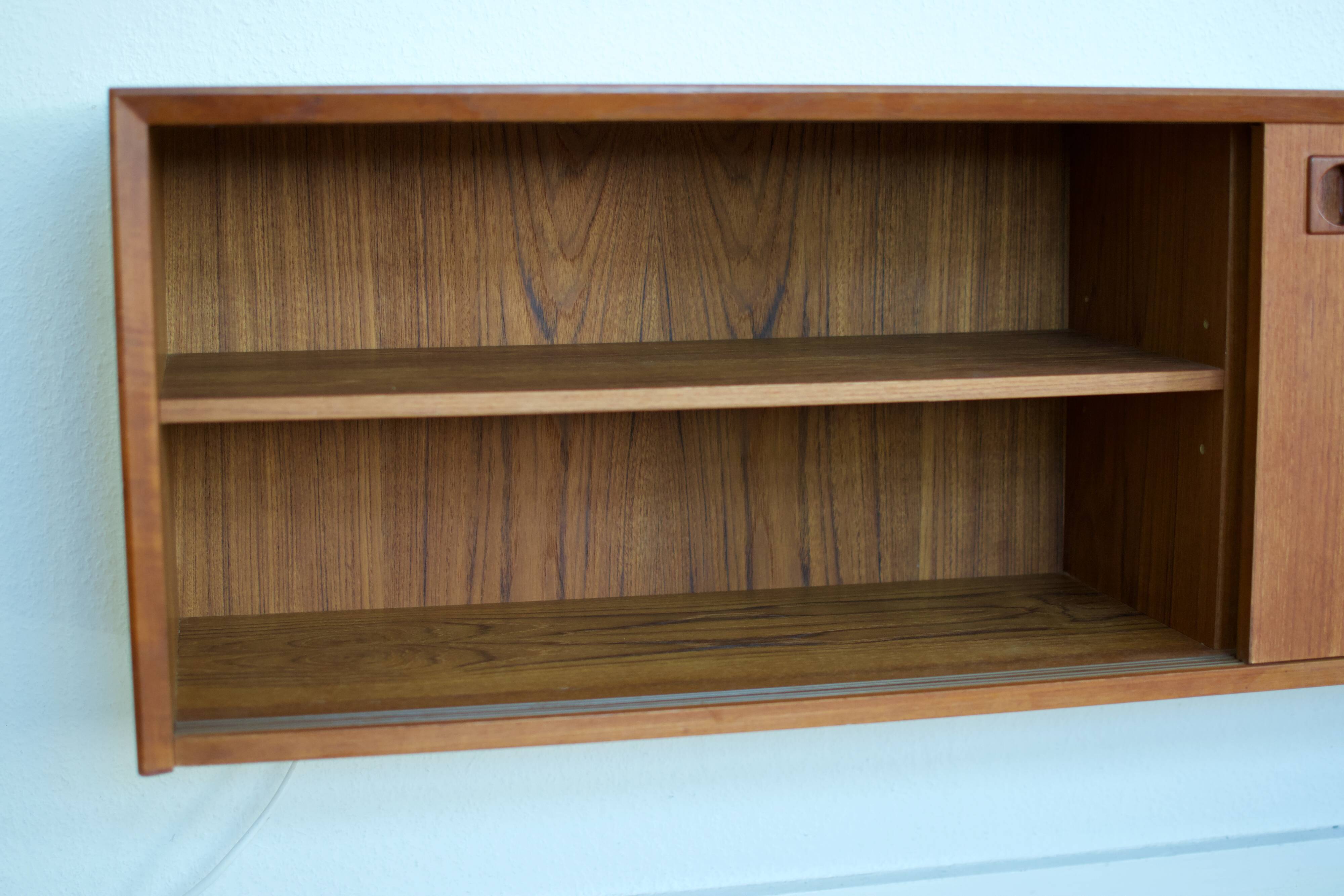 Danish MidCentury Teak Wall Mounted Sideboard, 1960s.
