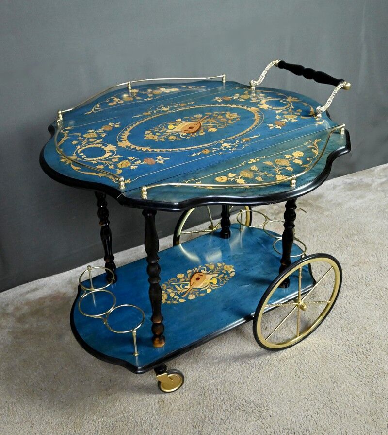 Service trolley in marquetry from Sorente, Italy – 1960