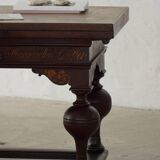 Extendable oak table with marquetry, Baroque, Danish cabinetmaker, 19th century.