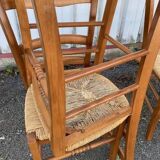 Set of 6 wooden and straw chairs