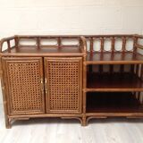 Vintage wood sideboard and rattan canning