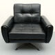 Chaise en cuir pivotant des années 1960 en noir