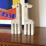 2 serre-livres girafes en travertin, F.lli Mannelli, Italie 1970