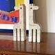 Modern set of 2 travertine giraffe bookends, F.lli Mannelli, Italy 1970