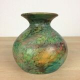 Vintage green ceramic ball vase