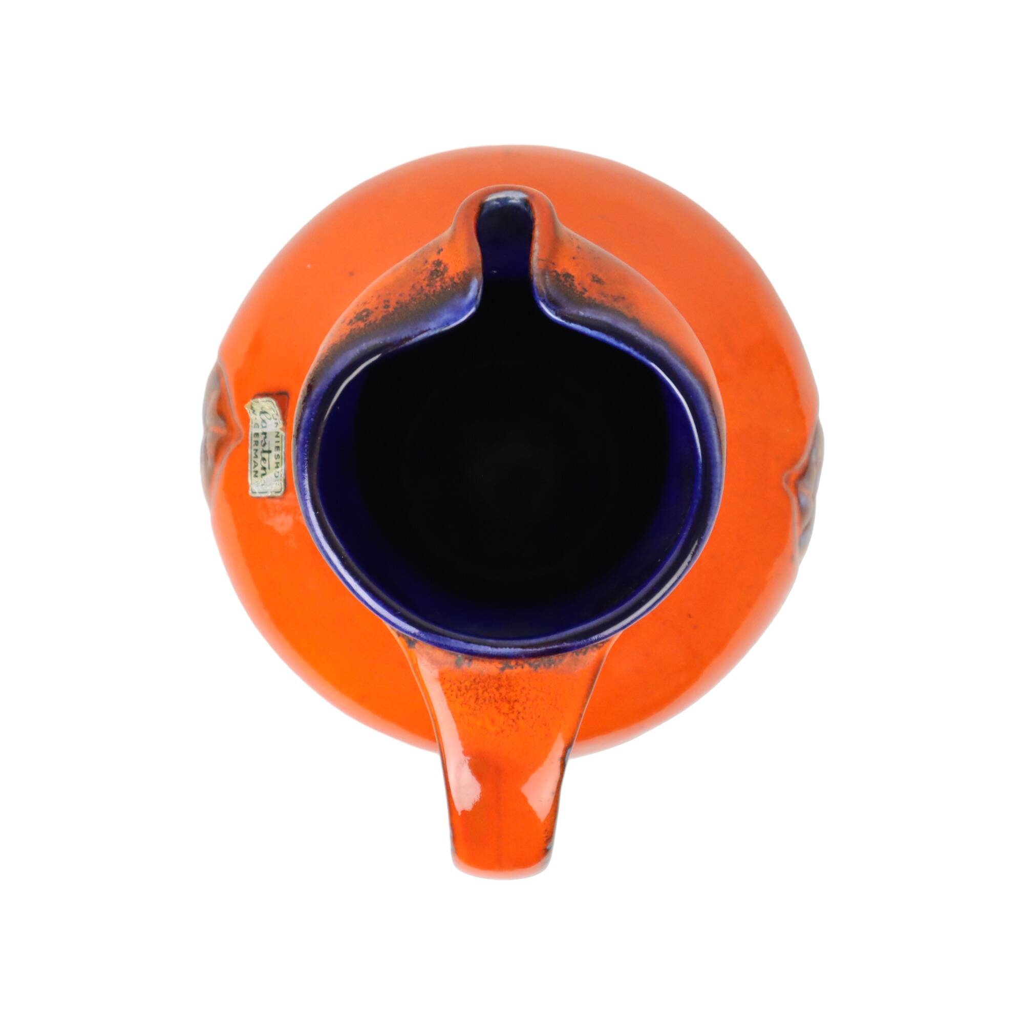 Vintage Orange and Blue Glazed West Germany Vase Carstens 116-2L