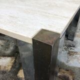 Travertine coffee table with two-tone legs