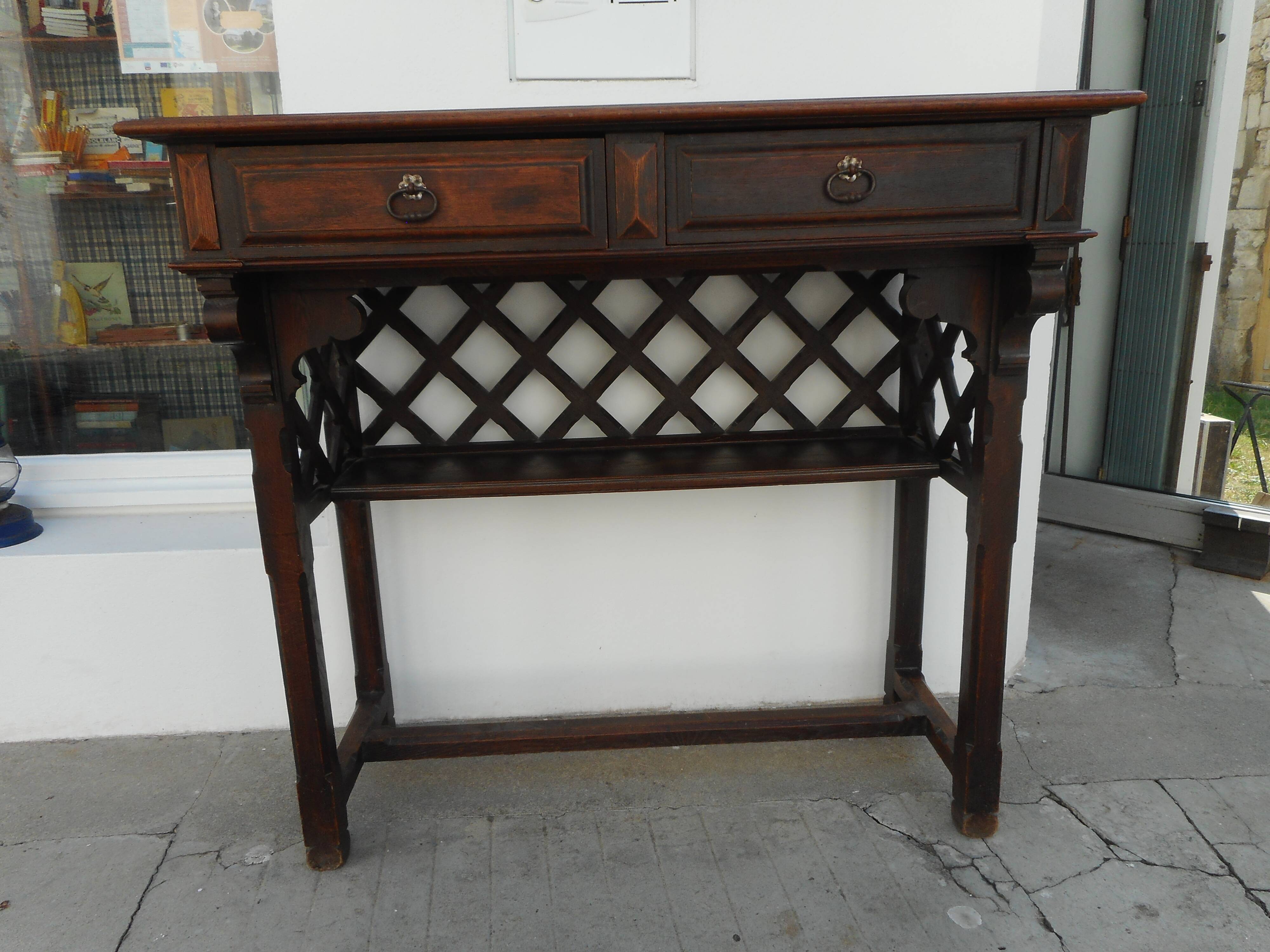 Antique console serving table